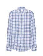 Cityhemden 1/1 Arm Tops Shirts Linen Shirts Blue Seidensticker