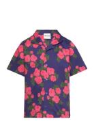 Roses Aop Woven S/S Shirt Tops Shirts Short-sleeved Shirts Navy Mini Rodini