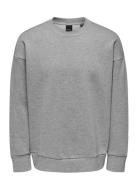 Onsdan Life Rlx Heavy Sweat Crew Tops Sweatshirts & Hoodies Sweatshirts Grey ONLY & SONS