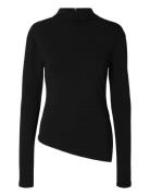 Slfganna Ls T-Neck Top Tops T-shirts & Tops Long-sleeved Black Selected Femme