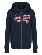 Jjelogo Sweat Zip 2Col Ss24 Noos Jnr Tops Sweatshirts & Hoodies Hoodies Navy Jack & J S