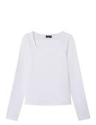 Nlfnove Ls Deep O-Neck Short Top Noos Tops T-shirts Long-sleeved T-Skjorte White LMTD