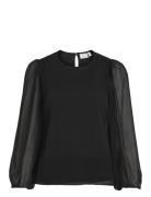 Vifalia O-Neck L/S Top - Noos Tops Blouses Long-sleeved Black Vila