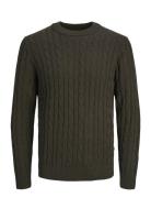 Jjeross Knit Crew Neck Sn Tops Knitwear Round Necks Khaki Green Jack & J S