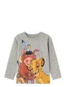 Nmmjoost Lionking Ls Top Wdi Tops T-shirts Long-sleeved T-Skjorte Grey Name It