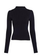 Plated High Neck Slim Sweater Tops Knitwear Jumpers Black Calvin Klein Jeans