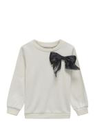 Kmgbow L/S O-Neck Swt Tops Sweatshirts & Hoodies Sweatshirts Cream Kids Only