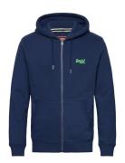 Essential Logo Zip Hoodie Tops Sweatshirts & Hoodies Hoodies Navy Superdry