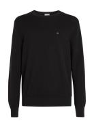 Micro Pique Structure Sweater Tops Knitwear Round Necks Black Calvin Klein