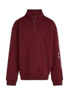 U Essential Half Zip Sweatshirt Tops Sweatshirts & Hoodies Sweatshirts Burgundy Tommy Hilfiger