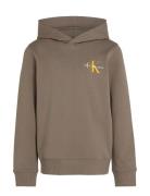 Small Monogram Hoodie Tops Sweatshirts & Hoodies Hoodies Beige Calvin Klein