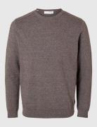 Slhberg Crew Neck B Tops Knitwear Round Necks Brown Selected Homme