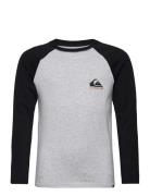 Comp Logo Raglan Ls Yth Tops T-shirts Long-sleeved T-Skjorte Grey Quiksilver