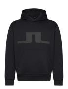 Karson Graphic Hoodie Tops Sweatshirts & Hoodies Hoodies Black J. Lindeberg