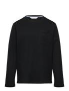 Long Sleeve Cotton T-Shirt Tops T-shirts Long-sleeved T-Skjorte Black Mango