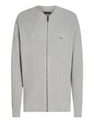 Structure Baseball Zip Through Tops Knitwear Full Zip Jumpers Grey Tommy Hilfiger