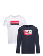 Jjnolan Tee Ss Ls Crew Neck 2Pk Mp Jnr Tops T-shirts Long-sleeved T-Skjorte Multi/patterned Jack & J S