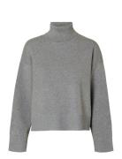 Slfkamma Ls Knit Roll Neck Noos Tops Knitwear Turtleneck Grey Selected Femme