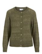 Vijulaja O-Neck L/S Knit Cardigan Tops Knitwear Cardigans Khaki Green Vila