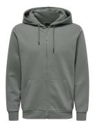 Onsceres Zip Thr. Hoodie Sweat Noos Tops Sweatshirts & Hoodies Hoodies Grey ONLY & SONS