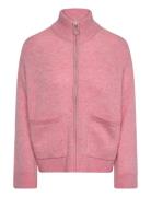 Slfsia Ras Ls Knit Zipper Cardigan Noos Tops Knitwear Cardigans Pink Selected Femme