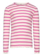 Kmgevig L/S Rib Top O-Neck Jrs Tops T-shirts Long-sleeved T-Skjorte Pink Kids Only