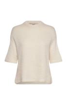 Knitted Top Tops T-shirts & Tops Short-sleeved Cream Gina Tricot