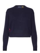 Wool-Blend Cropped Crewneck Sweater Tops Knitwear Jumpers Navy Polo Ralph Lauren