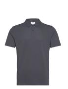 Slim-Fit Cotton Piqué Textured Polo Shirt Tops Polos Short-sleeved Grey Mango