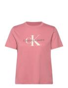 Ss Monologo Crewneck Tee Tops T-shirts & Tops Short-sleeved Pink Calvin Klein Jeans