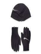 Nike Mens Ess Running Hat And Glove Set Accessories Headwear Beanies Black NIKE Equipment