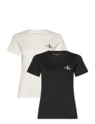 2-Pack Monologo Slim Tee Tops T-shirts & Tops Short-sleeved Black Calvin Klein Jeans