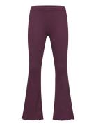 Leggings Flare Rib Solid Bottoms Leggings Burgundy Lindex