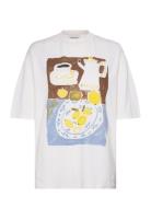 Abstract Tea Time Print T-Shirt Tops T-shirts & Tops Short-sleeved White Bobo Choses