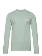 Chest Monologo Ls T-Shirt Tops T-shirts Long-sleeved T-Skjorte Green Calvin Klein