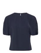 Carmen Crepe Flare Sleeve Top Tops Blouses Short-sleeved Navy French Connection