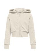 Kogbella Life L/S Zip Hood Short Ub Swt Tops Sweatshirts & Hoodies Hoodies Cream Kids Only