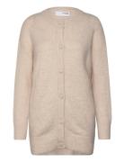 Slfsia Ras Ls Knit Long Cardigan Tops Knitwear Cardigans Beige Selected Femme