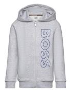 Hooded Cardigan Tops Sweatshirts & Hoodies Hoodies Grey BOSS