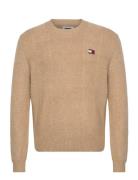 Tjm Slim Cable Knit Cneck Tops Knitwear Round Necks Beige Tommy Jeans