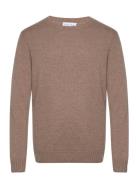 Man Chunky O-Neck Sweater Designers Knitwear Round Necks Brown Davida Cashmere