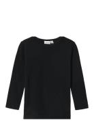 Nmmwang Wool Rib Ls Top Tops T-shirts Long-sleeved T-Skjorte Black Name It