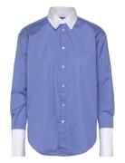 Relaxed Fit Cotton Shirt Tops Shirts Long-sleeved Blue Polo Ralph Lauren