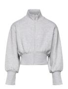 Cropped Sweat Jacket Tops Sweatshirts & Hoodies Sweatshirts Grey Tom Tailor