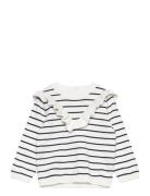 Ruffle Striped Sweater Tops Sweatshirts & Hoodies Sweatshirts White Mango