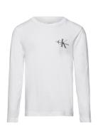 Chest Monologo Ls T-Shirt Tops T-shirts Long-sleeved T-Skjorte White Calvin Klein