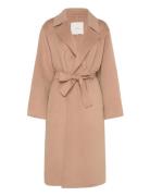 Ls Df Wool Long Wrap Coat Outerwear Coats Winter Coats Beige Calvin Klein