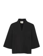 Lanamw Boxy Blouse Tops Blouses Long-sleeved Black My Essential Wardrobe