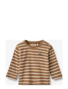 T-Shirt L/S Dustin Tops T-shirts Long-sleeved T-Skjorte Brown Wheat