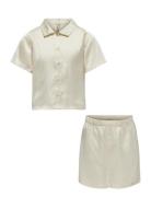 Kogsarah Short Satin Nightwear Set Wvn Pyjamassæt Cream Kids Only